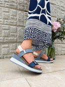 Redz Wedge Denim & Navy Velcro Sandal