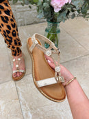Valentino Crystal Sandals With Small Wedge - Gold 3Z8923