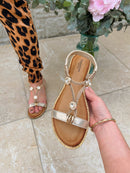 Valentino Crystal Sandals With Small Wedge - Gold 3Z8923