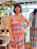 Magic Vibrant Print Maxi Dress - Hot Pink