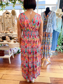 Magic Vibrant Print Maxi Dress - Hot Pink