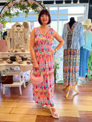 Magic Vibrant Print Maxi Dress - Hot Pink