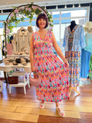 Magic Vibrant Print Maxi Dress - Hot Pink