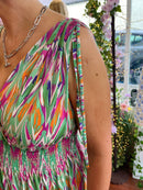 Magic Vibrant Print Maxi Dress - Electric Green & Magenta