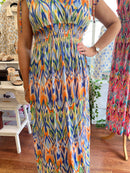 Magic Vibrant Print Maxi Dress - Electric Green & Magenta