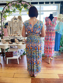 Magic Vibrant Print Maxi Dress - Electric Green & Magenta