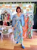 Maeve Marble Print Maxi Dress - Blue & Green