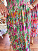 Magic Vibrant Print Maxi Dress - Electric Green & Magenta