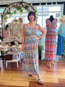 Magic Vibrant Print Maxi Dress - Electric Green & Magenta