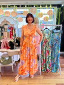 Maeve Marble Print Maxi Dress - Orange & Lilac