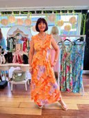 Maeve Marble Print Maxi Dress - Orange & Lilac