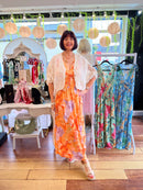 Maeve Marble Print Maxi Dress - Orange & Lilac