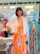 Maeve Marble Print Maxi Dress - Orange & Lilac