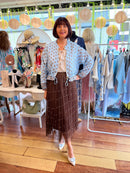 Phoebe Pearl & Diamante Tulle Skirt - Chocolate Brown