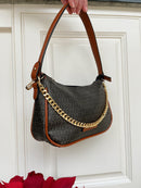 Marco Tozzi Monogram Chain Strap Bag - Tan & Brown