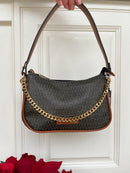 Marco Tozzi Monogram Chain Strap Bag - Tan & Brown