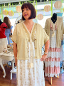 Farrah Tort Button Cardi - Gold