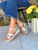 Nine2Five Wedge Sandal - Gold & Snake 88765