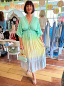 Heidi Ombre Dress - Green, Lemon & Blue