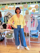 Laurena Crochet Peplum Cardi - Lemon