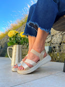 Nine2Five Wedge Sandal - Gold & Snake 88765