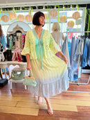 Laurena Crochet Peplum Cardi - Lemon
