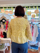 Laurena Crochet Peplum Cardi - Lemon