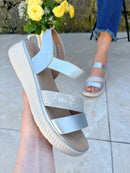 Nine2Five Wedge Sandal - Silver & Snake 88765