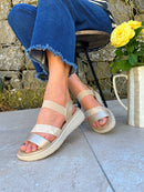 Nine2Five Wedge Sandal - Gold & Snake 88765