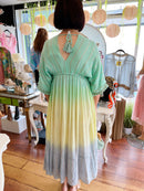 Heidi Ombre Dress - Green, Lemon & Blue