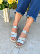 Nine2Five Wedge Sandal - Silver & Snake 88765