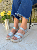 Nine2Five Wedge Sandal - Silver & Snake 88765
