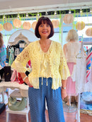 Laurena Crochet Peplum Cardi - Lemon