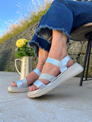 Nine2Five Wedge Sandal - Silver & Snake 88765
