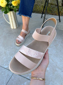 Nine2Five Wedge Sandal - Blush & Snake 88765