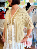 Sophie Metallic Thread Crochet Cardi - Gold