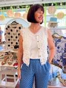 Demi Crochet Knit Gilet - White