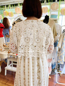 Sarah Bow Tie Crochet Cropped Cardi - White