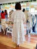 Sarah Bow Tie Crochet Cropped Cardi - White