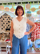 Demi Crochet Knit Gilet - White
