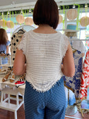 Demi Crochet Knit Gilet - White