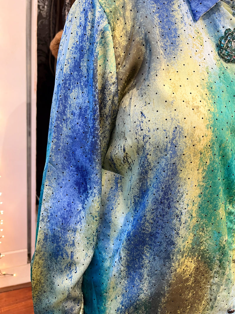 Amanza Ombre Blue & Green Jewel Blouse