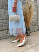 Una Healy “Escapade" Mother of Pearl Sling Backs