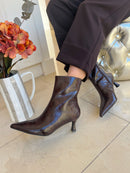 XTI Chocolate Brown Croc Kitten Heel Boot 146218