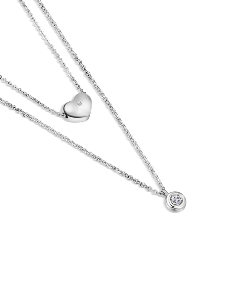 Newbridge Silver Plated Heart Pendant with Clear Stones P1024