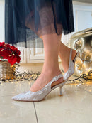 Sorento 'Arniston' Stiletto Sling - Champagne Rose Sparkle