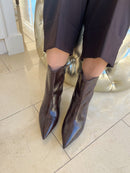 XTI Chocolate Brown Croc Kitten Heel Boot 146218