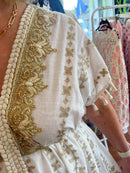 Hemera Gold Embroidered & Bead Dress - White