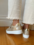 XTI Light Weight Gold Trainers With Side Zips 143624