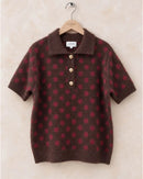 Margaret Polka Dot Collar Jumper - Brown & Burgundy